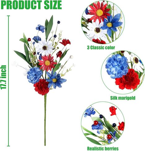 Sggvecsy 6Pcs Artificial Berry Stems 16inch Christmas Tree Picks Red Green White Berry Picks Fake Christmas Berry Branches for Floral Arrangements Christmas Tree Holiday Home Xmas DIY Crafts Decor in Saudi Arabia