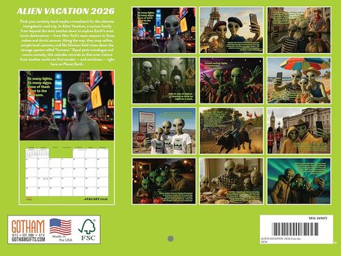 Weird Retro Sci Fi Calendar 2026 Vintage Scifi Monthly Wall Calender 12 Month | American Made In The USA in Saudi Arabia