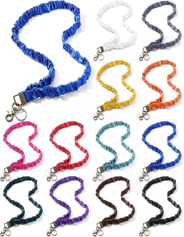 Geyoga 12 Pcs Teacher Scrunchies Lanyards Bulk for ID Badges Keys Cute Retractable Neck Scrunchie Lanyard for Women Nurse in Saudi Arabia