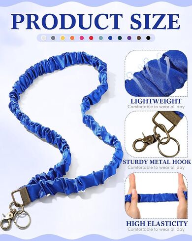 Geyoga 12 Pcs Teacher Scrunchies Lanyards Bulk for ID Badges Keys Cute Retractable Neck Scrunchie Lanyard for Women Nurse in Saudi Arabia
