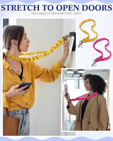 Geyoga 12 Pcs Teacher Scrunchies Lanyards Bulk for ID Badges Keys Cute Retractable Neck Scrunchie Lanyard for Women Nurse in Saudi Arabia