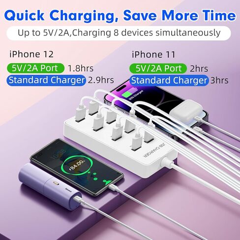 شاحن حائط USB 60 واط، محطة شحن USB لأجهزة متعددة، محور شحن ذكي لأجهزة متعددة، 10 منافذ لشاحن سطح المكتب، محطة شحن آمنة مدمجة لهاتف iPhone iPad in Saudi Arabia