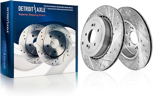Detroit Axle - Brake Rotors for 2018-2022 Kia Stinger 2019-2023 Genesis G70 [with Brembo Brakes] Drilled and Slotted Disc Brake Rotors 2020 2021 Replacement : 13.78" inch Front and 13.39" inch Rear in Saudi Arabia