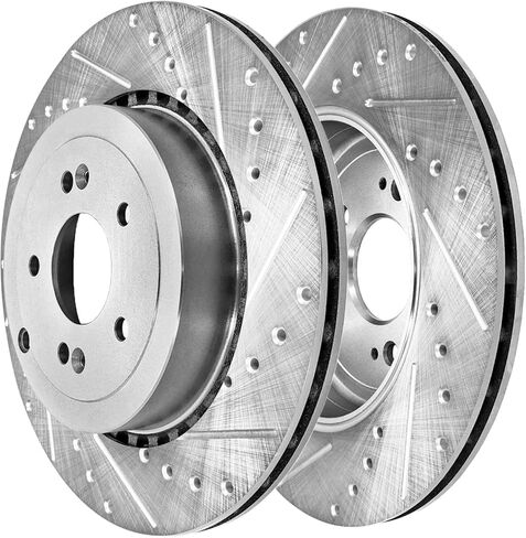 Detroit Axle - Brake Rotors for 2018-2022 Kia Stinger 2019-2023 Genesis G70 [with Brembo Brakes] Drilled and Slotted Disc Brake Rotors 2020 2021 Replacement : 13.78" inch Front and 13.39" inch Rear in Saudi Arabia