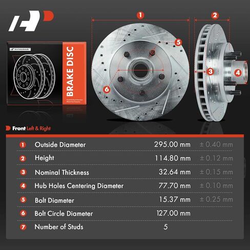 A-Premium 11.61 inch (295mm) Front Drilled and Slotted Disc Brake Rotors Compatible with Select Chevy and GMC Models - Tahoe, Suburban, C1500, Express 1500, C1500 Suburban, Savana 1500, Yukon in Saudi Arabia