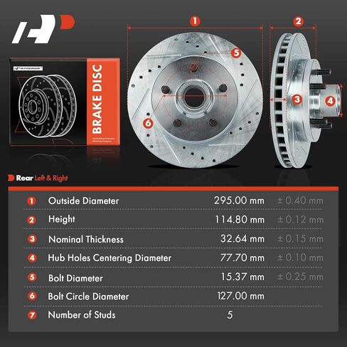A-Premium 11.61 inch (295mm) Front Drilled and Slotted Disc Brake Rotors Compatible with Select Chevy and GMC Models - Tahoe, Suburban, C1500, Express 1500, C1500 Suburban, Savana 1500, Yukon in Saudi Arabia