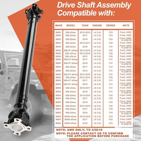 938-277 مجموعة عمود الإدارة الكاملة لعمود الدفع الأمامي متوافقة مع BMW 228i 230i 320i 328i 330i 335i 340i 428i 430i 440i M235i M240i -xDrive/GT xDrive، AWD، استبدل OE 26209425910 in Kuwait