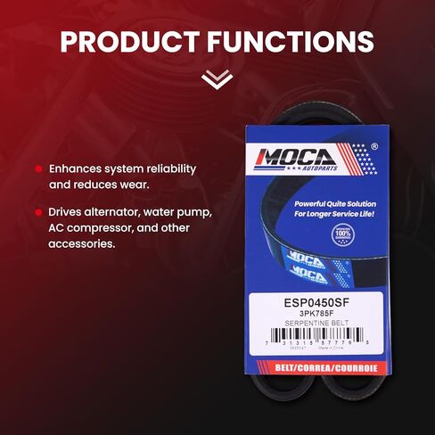 MOCA 3PK785F حزام سيربنتين يناسب Mazda 2012-2017 3 2.0L - لمضخة المياه، 2019 3 2.5L، 2012-2014 3 Sport 2.0L، 2016-2017 CX-3 2.0L، 2013-2016 CX-5 2.0L in Saudi Arabia
