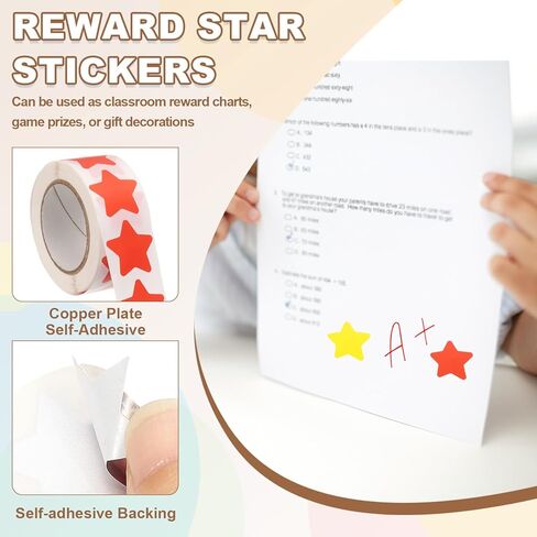 PATIKIL Star Stickers Roll 1 Inch(25mm), 1000pcs Reusable Self-Adhesive Star Labels for Reward Behavior Chart Teachers Business Decorating Wedding DIY Crafts, Orange in Saudi Arabia
