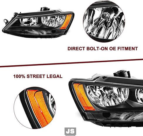 JSBOYAT Halogen Headlight Assembly Replacement for 2011-2018 VW Jetta MK6 Replacement OE Headlamp Driver and Passenger Side Black Housing & Amber Reflector in Saudi Arabia