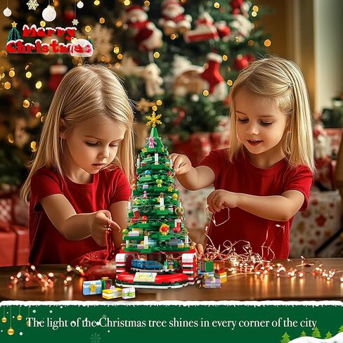Christmas Tree Building Set for Kids, Christmas Tree 2025 Collectible Holiday Building Block Home Decor, Ornaments for Boys, Girls and Adults, 888Pcs, Deep Green in Saudi Arabia