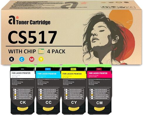 استبدال خراطيش الحبر CS517 لخرطوشة الحبر Lexmark CS517 71B1XK0 71B1XC0 71B1XM0 71B1XY0 المتوافقة مع طابعات Lexmark CS517 CS517de CX517 CX517de in Saudi Arabia