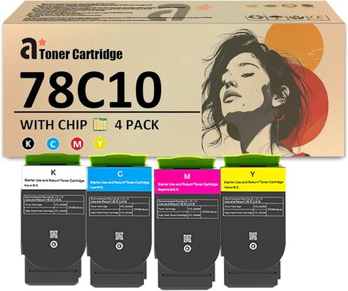 78C10 Toner Cartridges Replacement for Lexmark 78C10 78C10K0 78C10C0 78C10M0 78C10Y0 Toner Cartridge Compatible for Lexmark CS421 CS521 CS622 CX421 CX522 Printers in Saudi Arabia