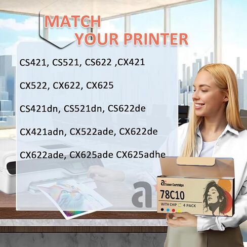 78C10 Toner Cartridges Replacement for Lexmark 78C10 78C10K0 78C10C0 78C10M0 78C10Y0 Toner Cartridge Compatible for Lexmark CS421 CS521 CS622 CX421 CX522 Printers in Saudi Arabia