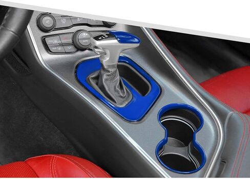 Jimen Compatible with Dodge Challenger 2015-2023, 3PCS Shifter Knob & Gear Shift Panel & Front Cup Holder Cover Trim (Orange) in Saudi Arabia