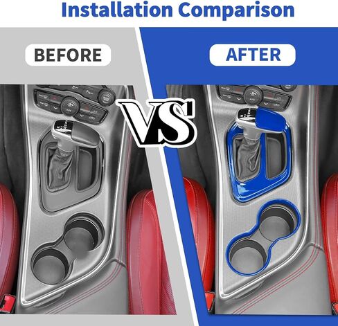 Jimen Compatible with Dodge Challenger 2015-2023, 3PCS Shifter Knob & Gear Shift Panel & Front Cup Holder Cover Trim (Orange) in Saudi Arabia