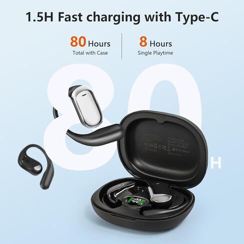 سماعات أذن لاسلكية، سماعات رأس بلوتوث 5.3 40 ساعة LED، شاشة عرض الطاقة، سماعة أذن ستيريو عميق باس أثناء اللعب، سماعات رأس بخاصية إلغاء الضوضاء مع ميكروفون، سماعات أذن مقاومة للماء IP7 لهاتف iPhone Android in Kuwait