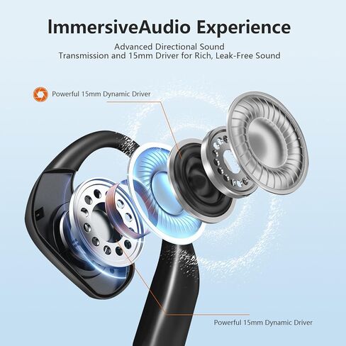 سماعات أذن لاسلكية، سماعات رأس بلوتوث 5.3 40 ساعة LED، شاشة عرض الطاقة، سماعة أذن ستيريو عميق باس أثناء اللعب، سماعات رأس بخاصية إلغاء الضوضاء مع ميكروفون، سماعات أذن مقاومة للماء IP7 لهاتف iPhone Android in Kuwait