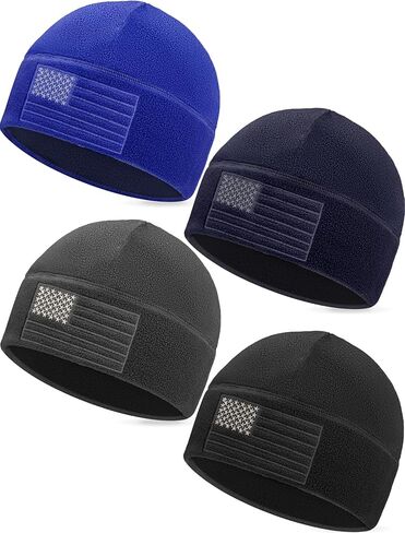 4 Pcs American Flag Beanie Winter Fleece Caps Tactical Military Beanie USA Hats Warm Army Skull Cap for Men Outdoor Activities in Saudi Arabia