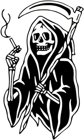 4" Grim Reaper Sticker Smoking Cool Funny Chilling Dead Skeleton Skull Decal Decal for Car Bumper Truck Window Laptop in Saudi Arabia