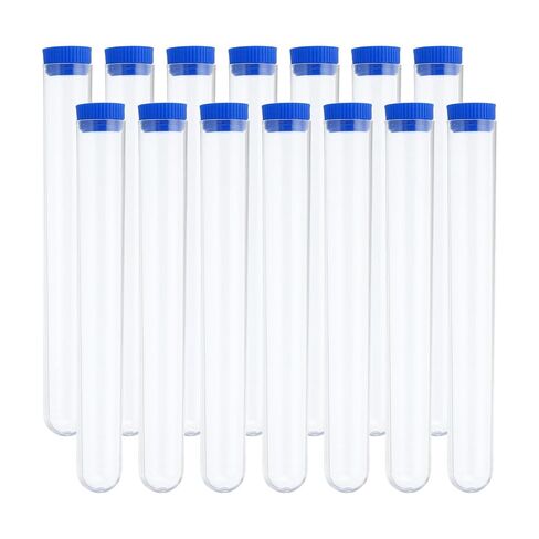 PATIKIL 70ml Test Tubes Set, 10pcs 5.91x0.79" PS Clear Round Bottom Test Tube Containers with Stopper for Bead Party Candy Bath Salt Storage Scientific Experiment Plant Propagation, Black in Saudi Arabia