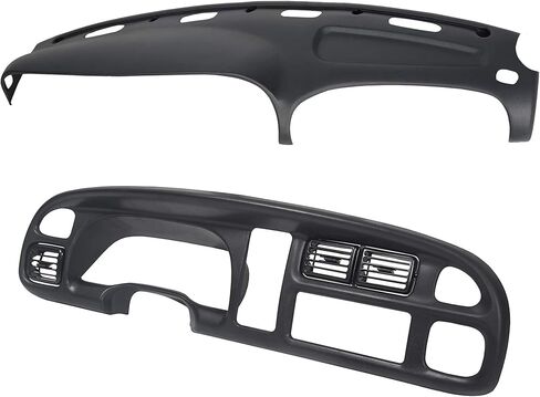 KUAFU Dash Board Cover & Bezel Compatible with 1998-2002 Dodge Ram 1500 2500 3500 Base Grey Dash Board Overlay Cover & Black Dash Board Bezel W/Vents 2Pcs in Saudi Arabia