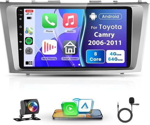 Android Car Stereo for Toyota Camry 2006 2007 2008 2009 2010 2011 with Mirror Link,Car Radio 9'' Touch Screen Head Unit with GPS Navgation WiFi Bluetooth FM SWC USB Backup Camera Mic in Kuwait