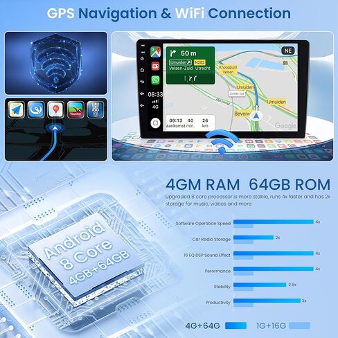 Android Car Stereo for Toyota Camry 2006 2007 2008 2009 2010 2011 with Mirror Link,Car Radio 9'' Touch Screen Head Unit with GPS Navgation WiFi Bluetooth FM SWC USB Backup Camera Mic in Kuwait