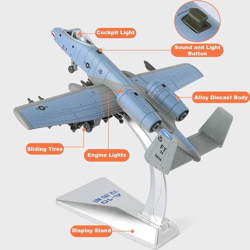 لعبة طائرة نموذجية من طراز Warthog Diecast A10، طائرة ثاندربولت II، 1:72، لعبة طائرة مقاتلة عسكرية، وظائف الضوء والصوت in Saudi Arabia