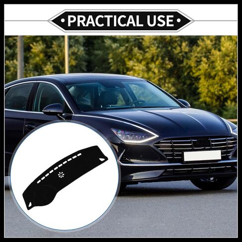 Dash Cover Compatible for Hyundai Azera 2006-2011, Non-Slip Dash Cover Mat Polyester Black Front Dash Cover Mat Durable Material in Saudi Arabia