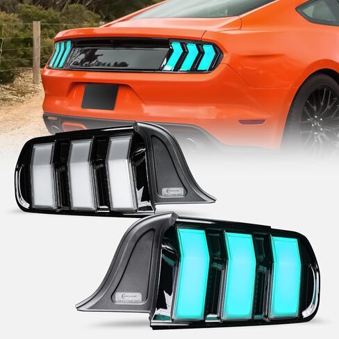 مجموعة مصابيح الذيل القديمة متوافقة مع 2015-2023 Ford Mustang Coupe، قابلة للتحويل، Shelby GT350، GT500، مصباح خلفي لتسلسل بدء التشغيل لسيارة Mustang السادسة، تصميم S550، متعدد الألوان in Saudi Arabia