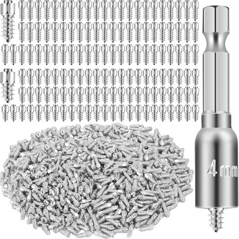 500 Pcs Carbide Screw Tire Studs, Anti Slip Snow Tire Studs Wheel Tyre Studs Anti Ice Snow Spikes for SUV/Tractor/ATV/UTV/Motorcycle, with Installation Tool, 4 x 12mm, 4x9mm in Kuwait