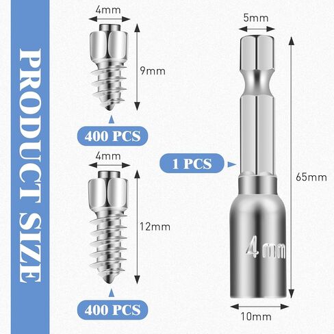 500 Pcs Carbide Screw Tire Studs, Anti Slip Snow Tire Studs Wheel Tyre Studs Anti Ice Snow Spikes for SUV/Tractor/ATV/UTV/Motorcycle, with Installation Tool, 4 x 12mm, 4x9mm in Kuwait
