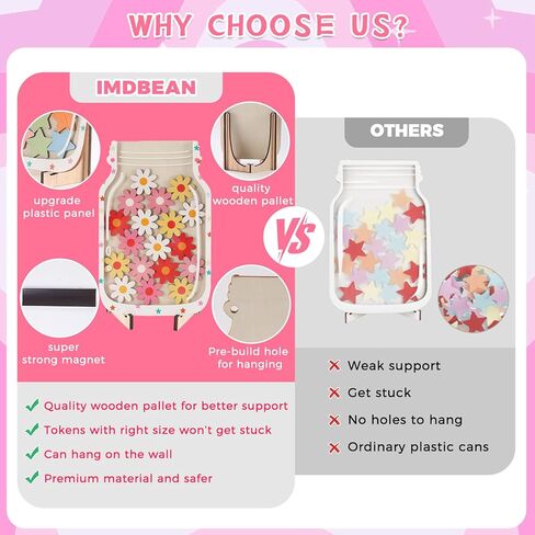 2 Pack Magnetic Reward Jar for Kids, Good Behavior Rewards Jar for Classroom Home, Potty Training Rewards Home Training for Boys Girls, Star and Flower Jar Reward System, Christmas Kids Gift in Saudi Arabia