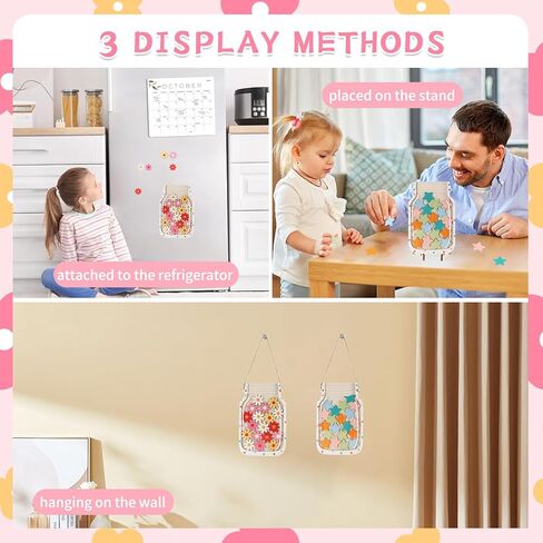 2 Pack Magnetic Reward Jar for Kids, Good Behavior Rewards Jar for Classroom Home, Potty Training Rewards Home Training for Boys Girls, Star and Flower Jar Reward System, Christmas Kids Gift in Saudi Arabia
