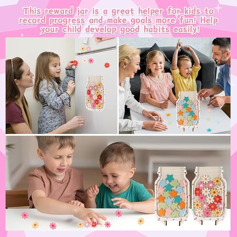 2 Pack Magnetic Reward Jar for Kids, Good Behavior Rewards Jar for Classroom Home, Potty Training Rewards Home Training for Boys Girls, Star and Flower Jar Reward System, Christmas Kids Gift in Saudi Arabia