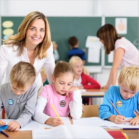 Classroom Reward Stickers for Teachers, 16 Fun Designs, 1000Pcs Praise Motivational Stickers, Classwork Award Stickers, Teacher Supplies for Kids Students School (1 Inch,2 Rolls,Stripe Style) in Saudi Arabia
