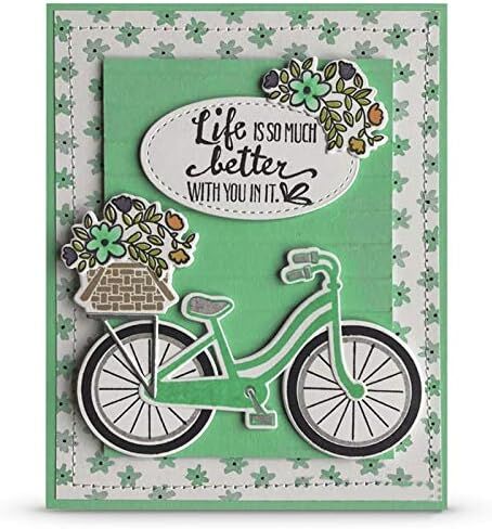 4.8x4inch Bicycle Flower Clear Stamp and Dies Set Die Cuts Metal Cutting Die for Scrapbooking Card Making in Saudi Arabia