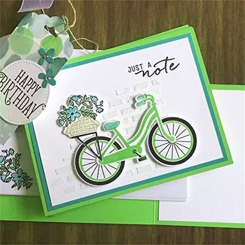 4.8x4inch Bicycle Flower Clear Stamp and Dies Set Die Cuts Metal Cutting Die for Scrapbooking Card Making in Saudi Arabia