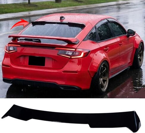 جناح سبويلر للنافذة الخلفية مناسب لسيارة Honda Civic Hatchback 2022-2026 EX-L/LX/Sport/Sport Touring Top Wing ملحقات خارجية للشفاه (أسود لامع) in Saudi Arabia