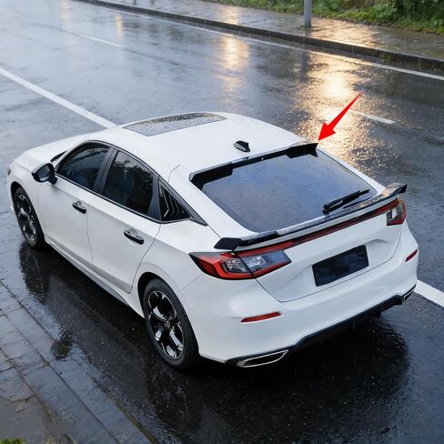 جناح سبويلر للنافذة الخلفية مناسب لسيارة Honda Civic Hatchback 2022-2026 EX-L/LX/Sport/Sport Touring Top Wing ملحقات خارجية للشفاه (أسود لامع) in Saudi Arabia