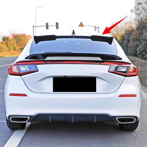 جناح سبويلر للنافذة الخلفية مناسب لسيارة Honda Civic Hatchback 2022-2026 EX-L/LX/Sport/Sport Touring Top Wing ملحقات خارجية للشفاه (أسود لامع) in Saudi Arabia