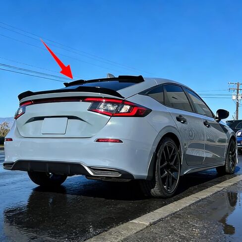 جناح سبويلر للنافذة الخلفية مناسب لسيارة Honda Civic Hatchback 2022-2026 EX-L/LX/Sport/Sport Touring Top Wing ملحقات خارجية للشفاه (أسود لامع) in Saudi Arabia