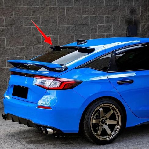 جناح سبويلر للنافذة الخلفية مناسب لسيارة Honda Civic Hatchback 2022-2026 EX-L/LX/Sport/Sport Touring Top Wing ملحقات خارجية للشفاه (أسود لامع) in Saudi Arabia