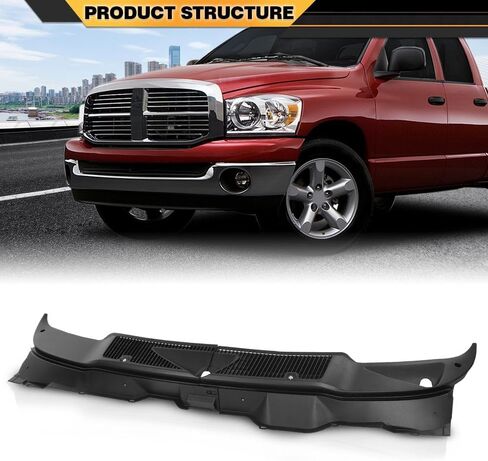Windshield Wiper Grille Panel Black, Polypropylene, Compatible with Dodge Ram 1500 2002-2008, 2500 2003-2009, 3500 2003-2010, 55056006AE in Saudi Arabia