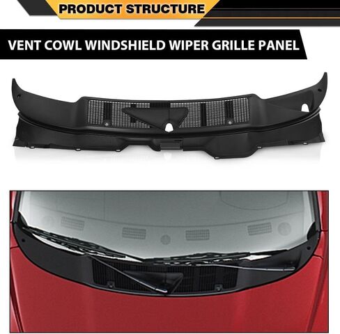 Windshield Wiper Grille Panel Black, Polypropylene, Compatible with Dodge Ram 1500 2002-2008, 2500 2003-2009, 3500 2003-2010, 55056006AE in Saudi Arabia