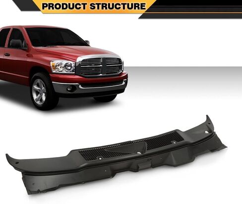 Windshield Wiper Grille Panel Black, Polypropylene, Compatible with Dodge Ram 1500 2002-2008, 2500 2003-2009, 3500 2003-2010, 55056006AE in Saudi Arabia