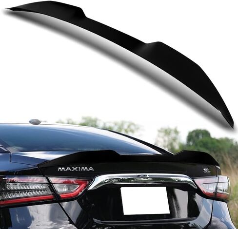W-Power Duckbill Trunk Spoiler غطاء جناح خلفي للشفاه ABS على شكل حرف V مناسب لـ 2016-2023 Nissan Maxima، مجموعة استبدال ملحقات تعديل السيارة، 2017 2018 2019 2020 2021 2022 (أسود لؤلؤي) in Kuwait