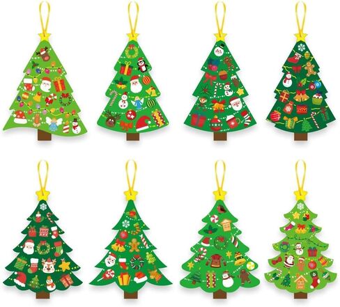 72pcs Christmas Tree DIY Craft Kit - Create Your Own Holiday Cards with Stickers, Includes 24 Cards and 24 Sticker Sheets and 24 Golden Ribbons, Perfect for Xmas Parties and Family School Activities in Saudi Arabia