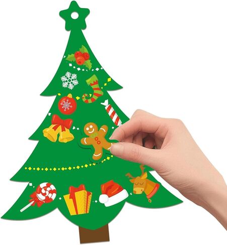 72pcs Christmas Tree DIY Craft Kit - Create Your Own Holiday Cards with Stickers, Includes 24 Cards and 24 Sticker Sheets and 24 Golden Ribbons, Perfect for Xmas Parties and Family School Activities in Saudi Arabia